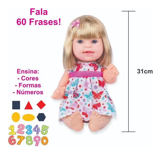 Imagem de Boneca Didática Graziela 60 Frases Ensina Cores Formas E Numeros