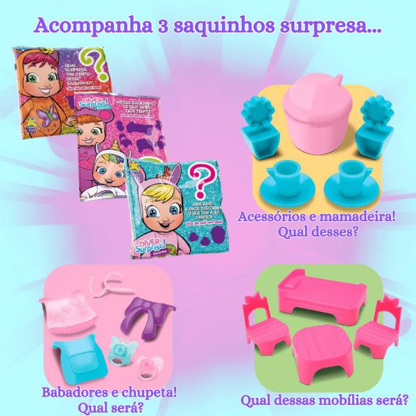 Imagem de Boneca Diver Surprise Com Acessórios Infantil Mama E Chora De Verdade Bolsinha 3 Surpresas Em Vinil Divertoys