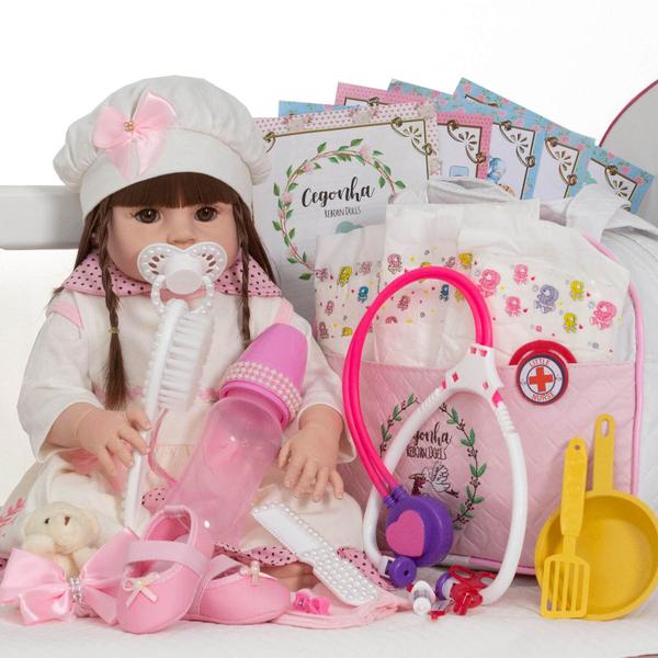 Imagem de Boneca Estilo Reborn Baby Recém Nascida + Enxoval Completo