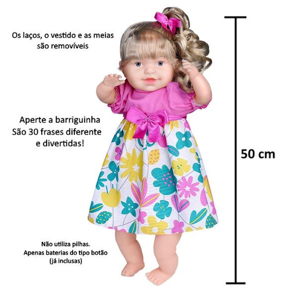 Boneca falante Bebê Thaily grande 50cm fala 30 Frases Angel Toys - Anjo Brinquedos Imagem de Boneca falante Bebê Thaily grande 50cm fala 30 Frases Angel Toys