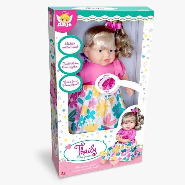 Boneca falante Bebê Thaily grande 50cm fala 30 Frases Angel Toys - Anjo Brinquedos Imagem de Boneca falante Bebê Thaily grande 50cm fala 30 Frases Angel Toys