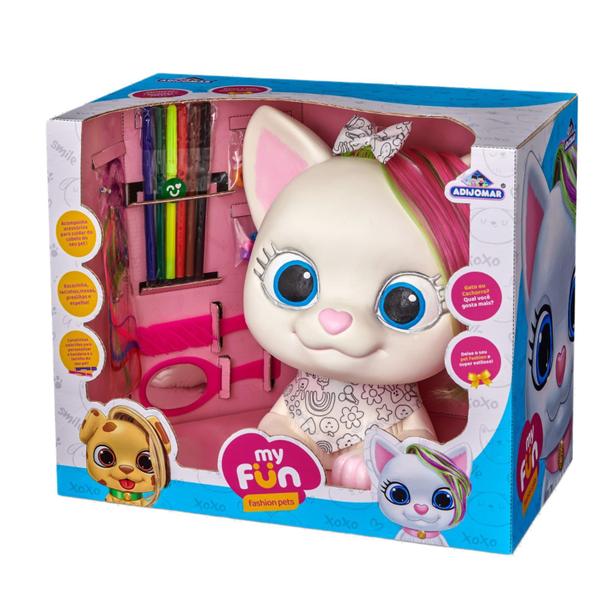 Imagem de Boneca Fashion Pet Cat Gatinha p/ Pentear e Pintar Adijomar