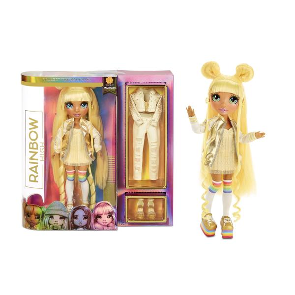 Imagem de Boneca fashion Rainbow High Sunny Madison com 2 roupas para crianças de 6 a 12 anos