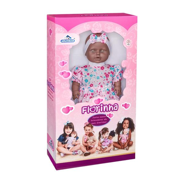 Imagem de Boneca Florinha Bebê Negra c/Tiara Menina Princesa