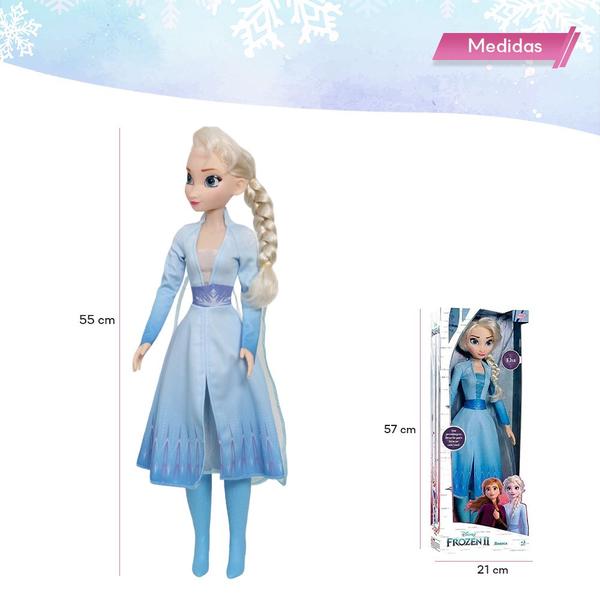 Imagem de Boneca Frozen Elsa Filme Infantil 55cm Cabelo Pode Pentear