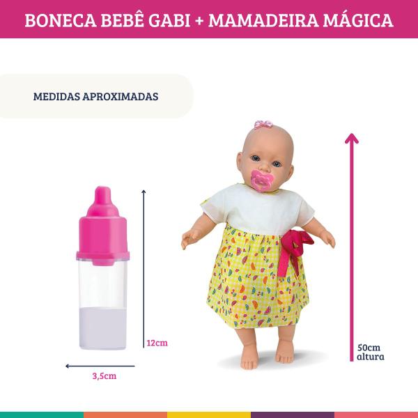 Imagem de Boneca Grande Gabi Para Criança Realista C/ Mamadeira Magica