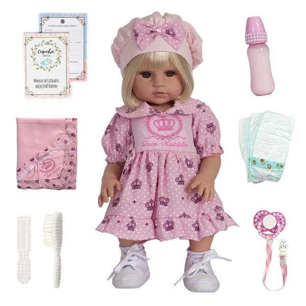 Imagem de Boneca Grande Reborn Infantil Adora Loira de Silicone