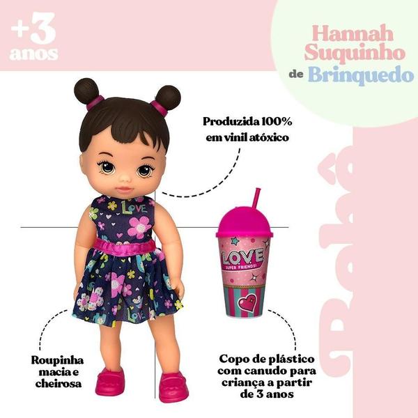 Imagem de Boneca Hannah Com Copo + Vestidinho Com Faixa E Sapatinho