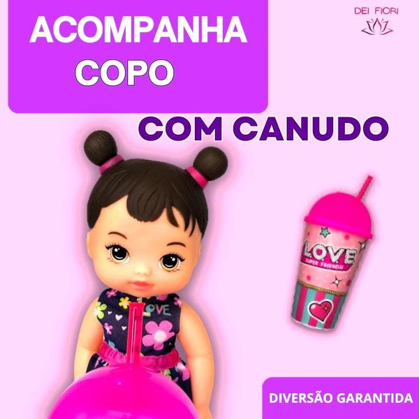 Imagem de Boneca Hannah Suquinho Acompamha Copo Com Canudo Brinquedo