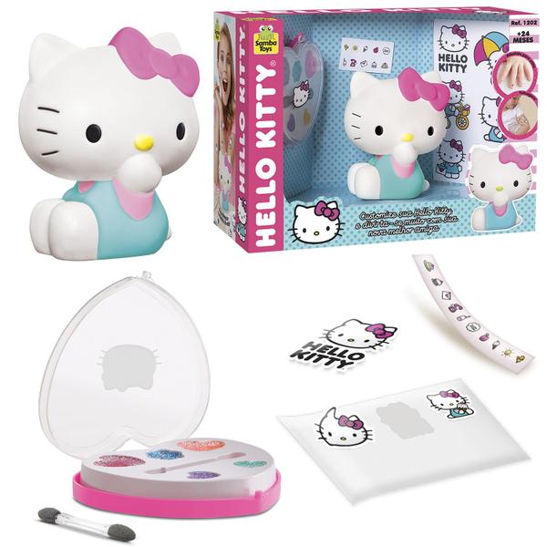 Imagem de Boneca Hello Kitty Custom Maquiagem Adesivo De Unha e Tatuagem Para Customizar - Samba Toys