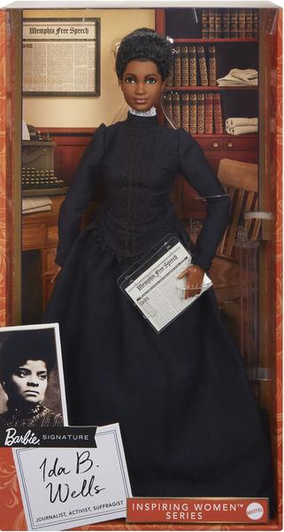 Imagem de Boneca Ida B. Wells Barbie Inspiradora Vestido Azul, Jornal - Presente Colecionadores - Crianças 6+