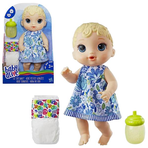 Imagem de Boneca Infantil Baby Alive Hora Do Xixi Com Acessórios Mamadeirinha E Fraldinha Articulada 29cm Hasbro