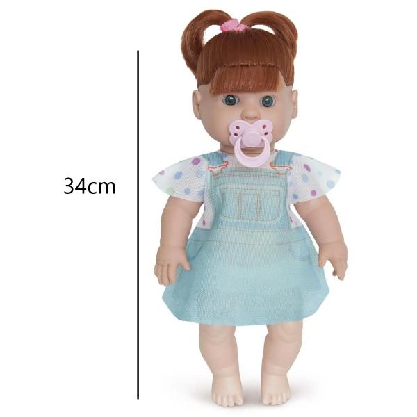 Imagem de Boneca Infantil Com Chupeta Bebê Cabelo Ruivo Danadinha 34cm