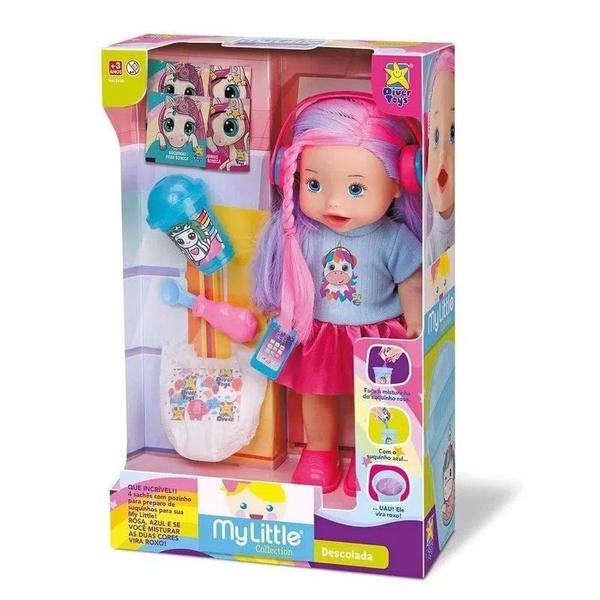 Imagem de Boneca Infantil Faz Xixi Mixer Descolada Cabelo Colorido c/ Acessórios Brinquedo Menina Presentes