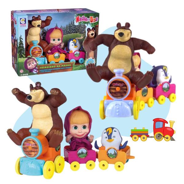 Imagem de Boneca Infantil Masha e o Urso no Trenzinho + Pinguim Barato