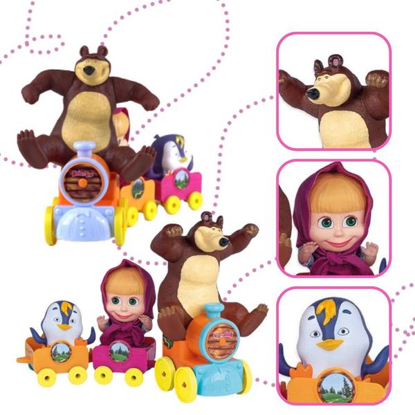 Imagem de Boneca Infantil Masha e o Urso no Trenzinho + Pinguim Barato