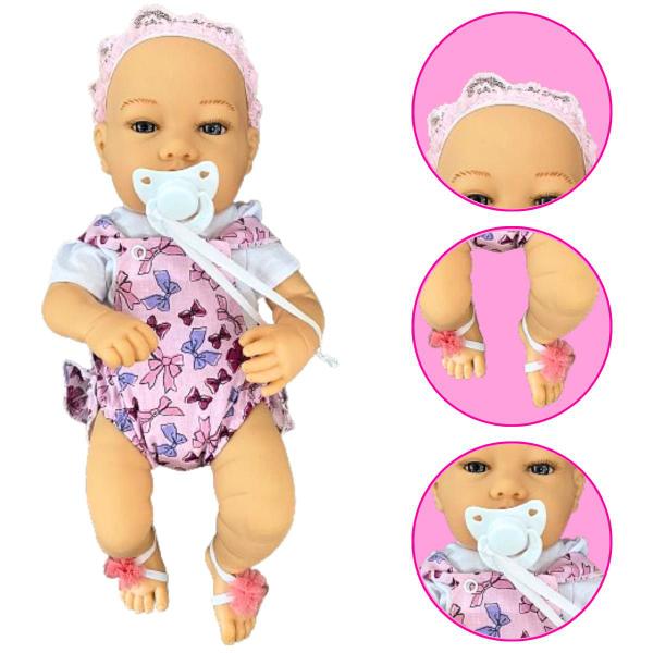 Imagem de Boneca Infantil Menina Bebê Menina Reborn 40cm Em Vinil Articulada Com Acessórios Brinquedos Novabrink