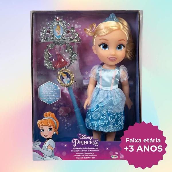 Imagem de Boneca Infantil Princesas da Disney Cinderella com Varinha Multikids - BR1926