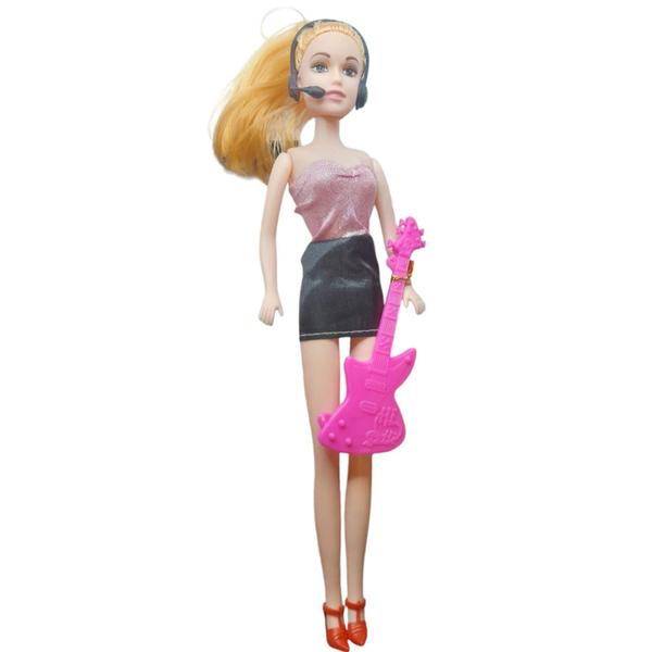 Imagem de boneca joyce pop star com guitarra acessórios brinquedo coleção art brink