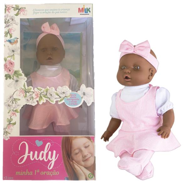Boneca Judy Negra Minha Primeira Oração Reza O Pai Nosso - Milk Brinquedo Imagem de Boneca Judy Negra Minha Primeira Oração Reza O Pai Nosso
