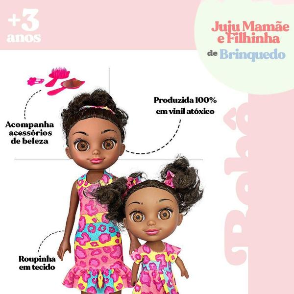 Boneca Juju Mommy Mamãe E Filhinha Negra Com Acessórios - Anjo Imagem de Boneca Juju Mommy Mamãe E Filhinha Negra Com Acessórios