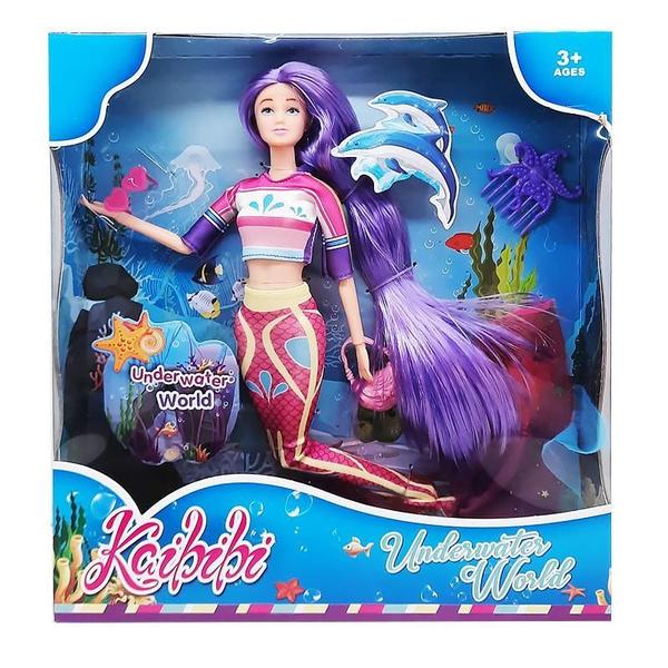 Imagem de Boneca Kaibibi Sereia Mundo Na Água Cabelo Roxo Wg175-1