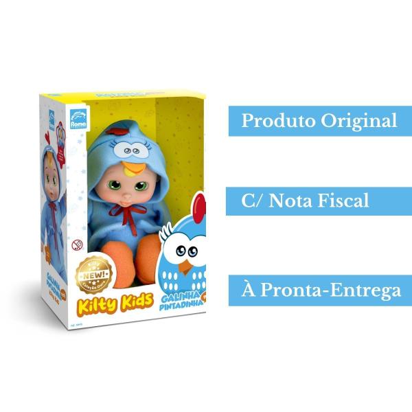 Imagem de Boneca Kilty Galinha Pintadinha Naninha Bebê Kids C/ Chupeta Brinquedo - Roma