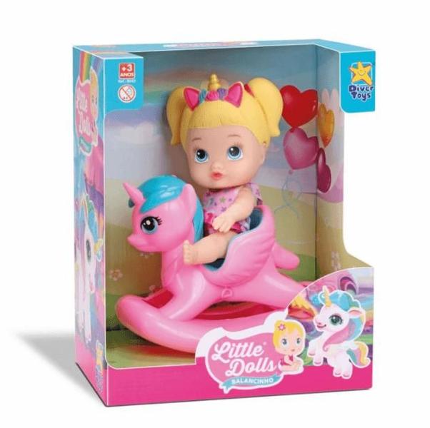 Imagem de Boneca Little Dolls Balancinho Unicórnio - Divertoys -