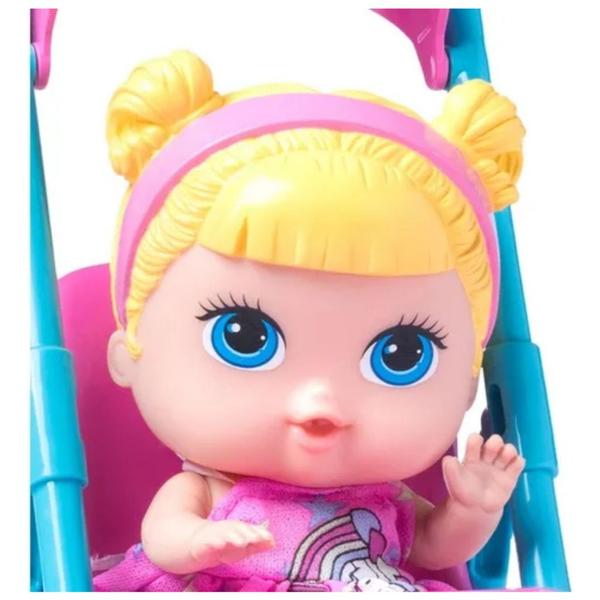 Imagem de Boneca Loira Bebe Baby Collection Passeio Com Mini Carrinho