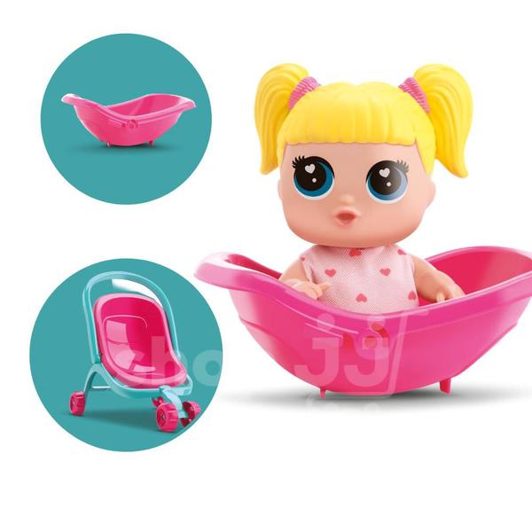 Imagem de Boneca Loira Menina Brinquedo Baby Buddies Banheira Carrinho