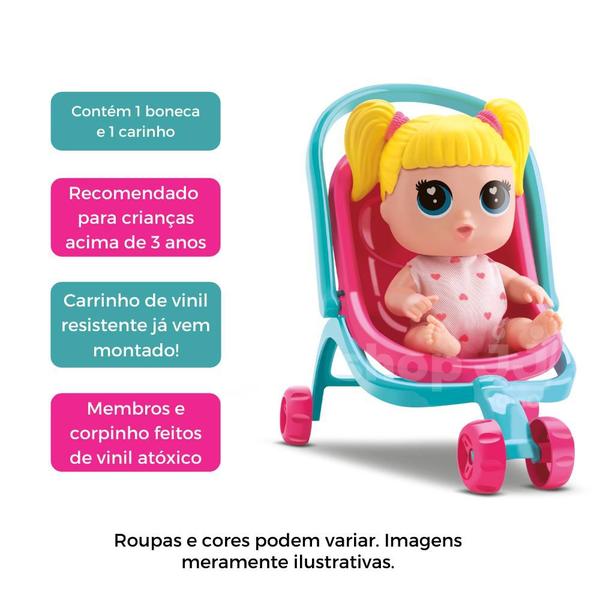 Imagem de Boneca Loira Menina Brinquedo Baby Buddies Banheira Carrinho