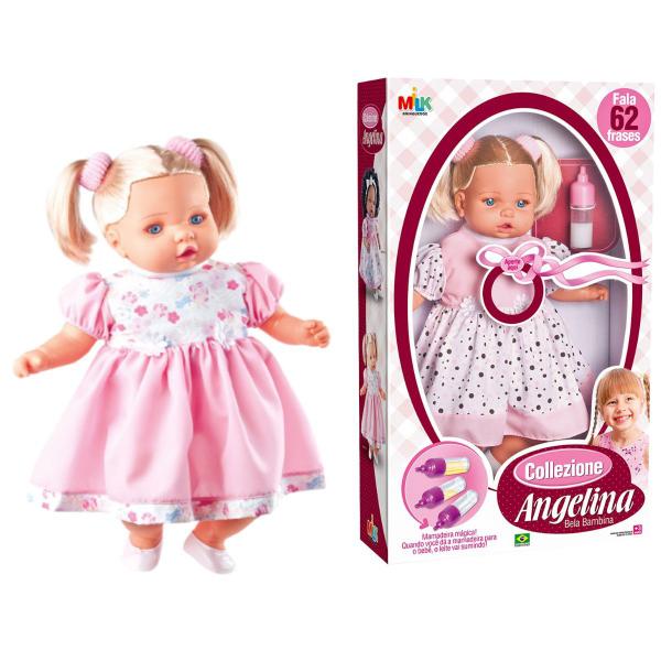 Boneca Loira Tipo Reborn Fala 62 Frases + Mamadeira Mágica - Milk Brinquedo Imagem de Boneca Loira Tipo Reborn Fala 62 Frases + Mamadeira Mágica