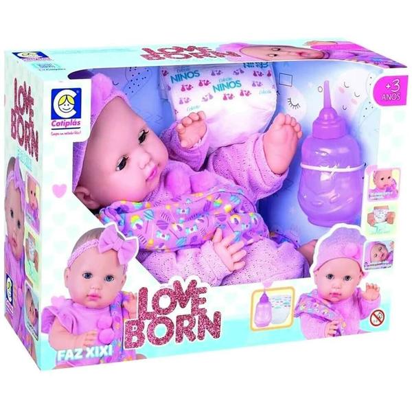 Imagem de Boneca love born naninha faz xixi com touca 33cm cotiplas