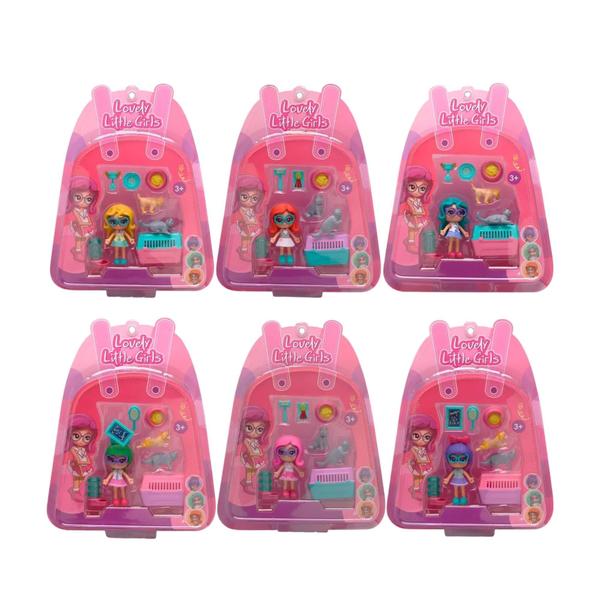 Pinky Girls Lovely Pink 6本セット Boneca Lovely Little Girls Super Pet Shop Sortida e Unitária