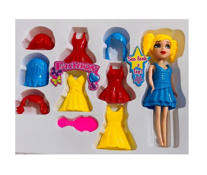 Imagem de Boneca Maggie Troca De Roupa Peruca 6 Peças Brinquedo