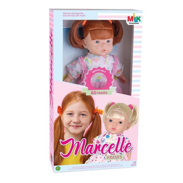 Imagem de Boneca Marcelle Frases Ruiva Bebe 40cm e Carrinho e Bolsinha