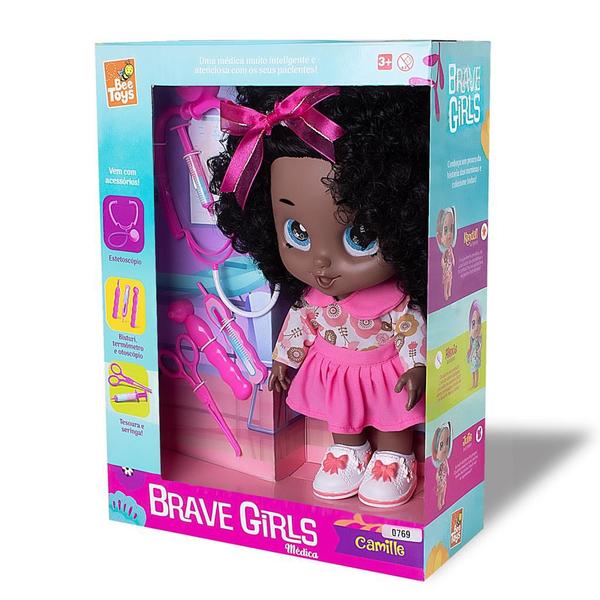 Imagem de Boneca Médica Doutora Camille Negra 32cm Brave Girls - Bee Toys