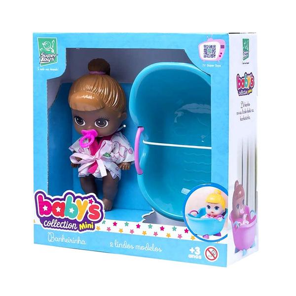 Imagem de Boneca Menina Bebê Baby's Collection Mini Banheira Supertoys