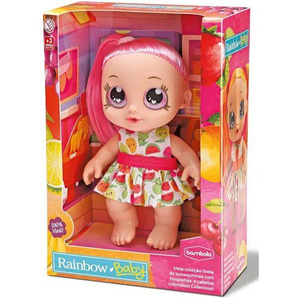 Imagem de Boneca Menina Bebe Divertida Rainbow BABY Morango