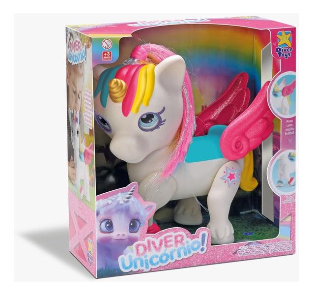 Imagem de Boneca Menina Brinquedo 100% Vinil Diver Surprise Unicornio Grande Resistente Criança