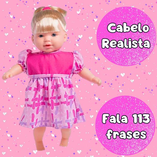 Imagem de Boneca Menina Infantil Com Cabelo E Chupeta Totsy Fala 113 Frases Brinquedos Super Toys