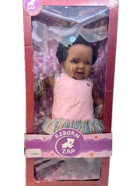 Imagem de Boneca Menina Negra Bebê Reborn - Grande Com 60 Cm Zap