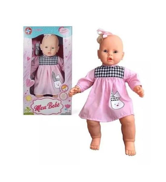 Imagem de Boneca - Meu Bebe Vestido Rosa com Xadres ESTRELA