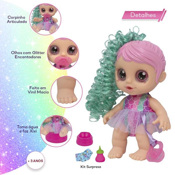 Imagem de Boneca Mini Baby Rainbow Surprise Mechas Verde 100% Vinil