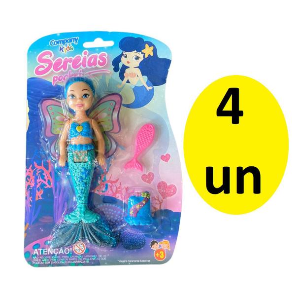 Imagem de Boneca Mini Sereia Pocket Brinquedo Infantil Sortida- 4 un