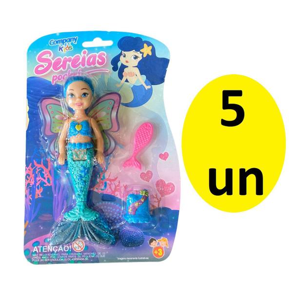 Imagem de Boneca Mini Sereia Pocket Brinquedo Infantil Sortida- 5 un