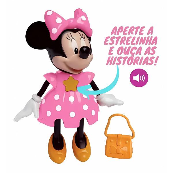 Imagem de Boneca Minnie Conta Histórias Elka 26cm Rosa Com Copo