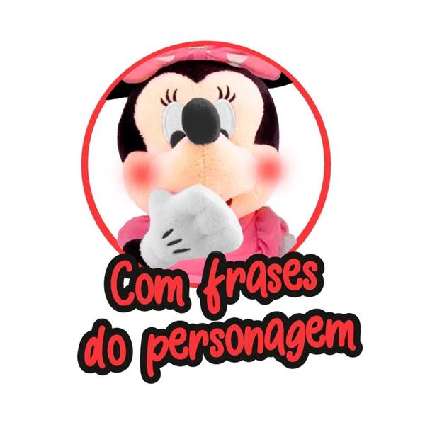 Imagem de Boneca Minnie Original Multikids Pelúcia 45cm com Som Rosa + Copo e Caneca Rosa