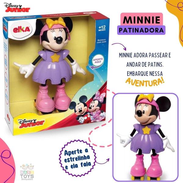 Imagem de Boneca Minnie Patinadora Disney Conta História Brinquedo 25cm Elka