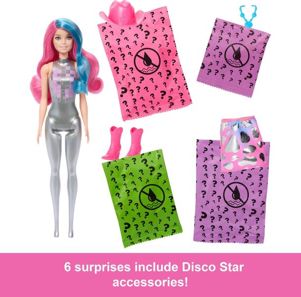 Imagem de Boneca moderna Barbie Color Reveal com 6 surpresas Disco Star